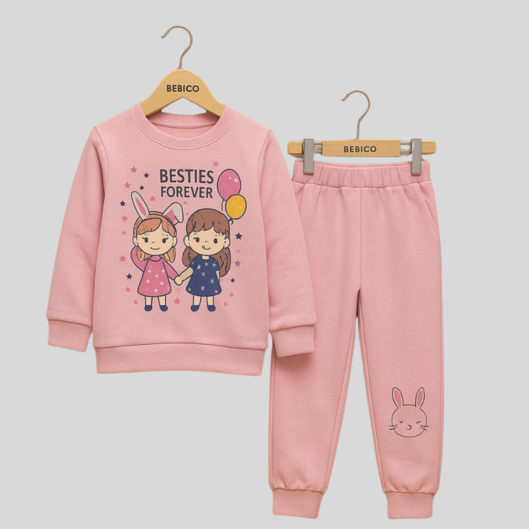 Girls pink bunny tracksuit