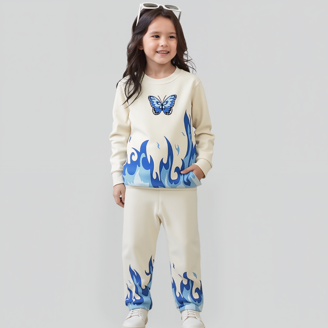 Girls flame & butterfly tracksuit