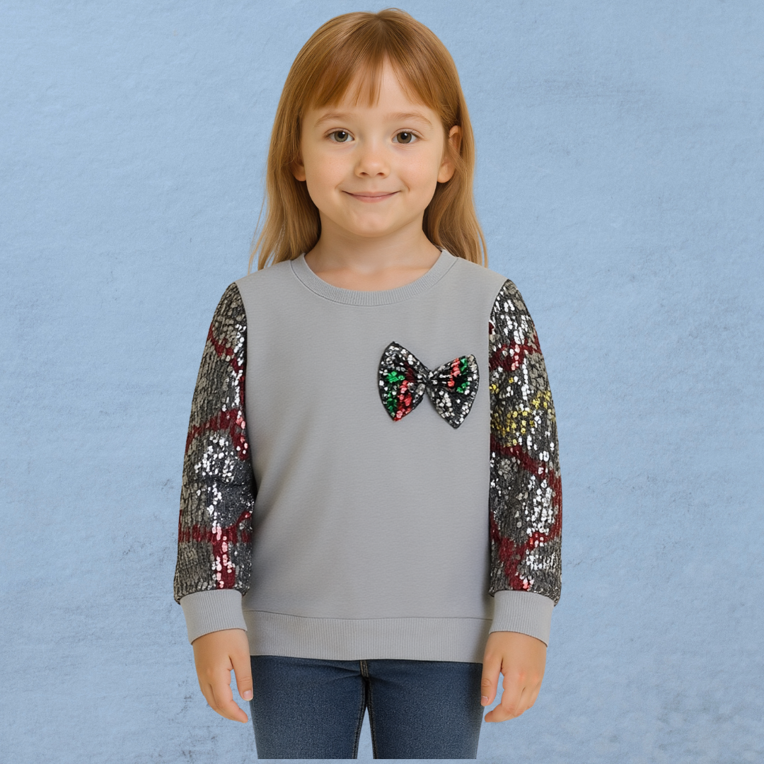 Grey fancy sweatshirt with bow