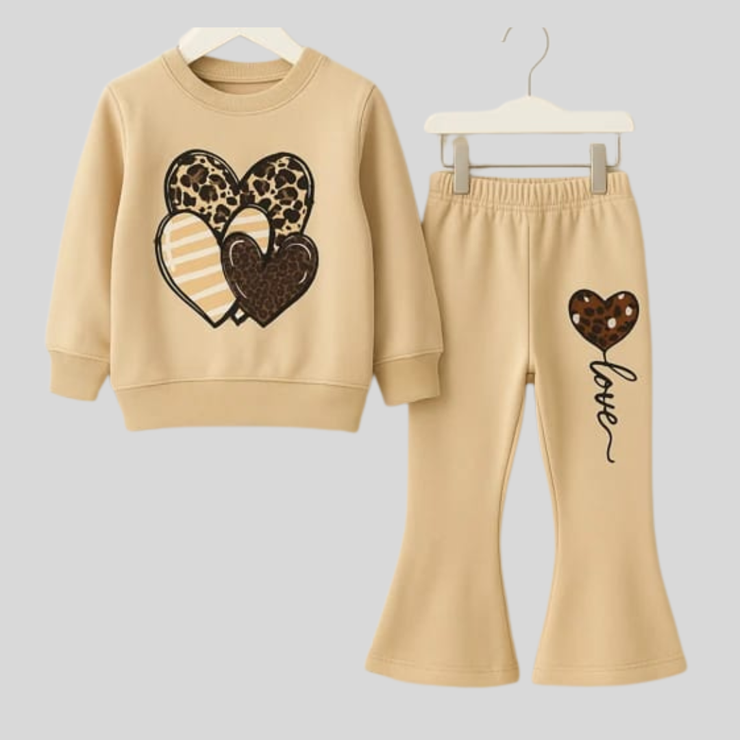 Beige tracksuit with palazzo pants