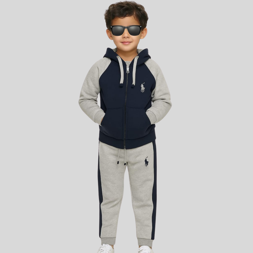 Kids Navy & Grey tracksuit with Hoodie