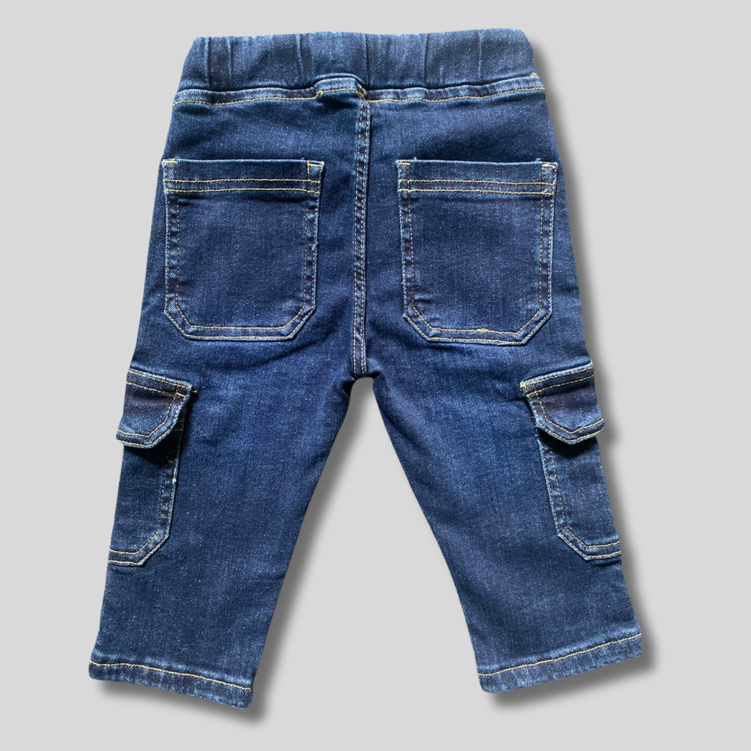Boys Faded Blue Cargo Jeans
