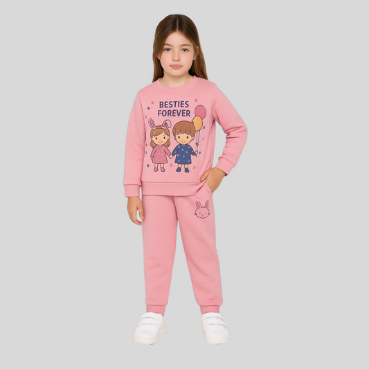 Girls pink bunny tracksuit