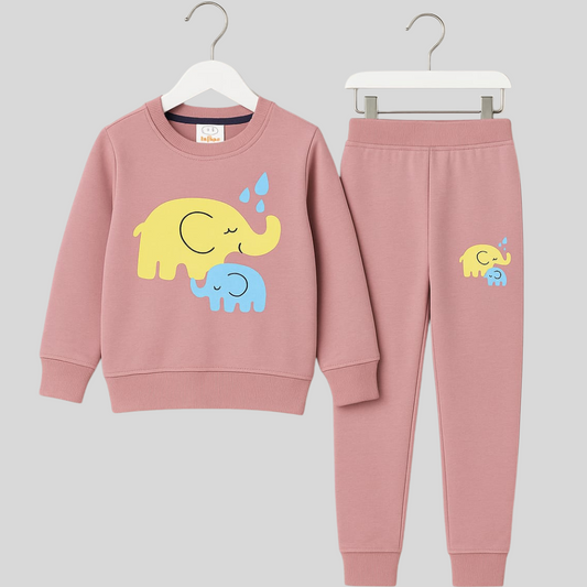 Girls pink elephant tracksuit