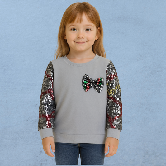 Grey fancy sweatshirt with bow