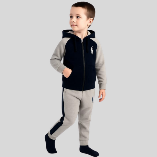 Kids Grey & Black tracksuit with Hoodie