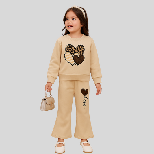 Beige tracksuit with palazzo pants