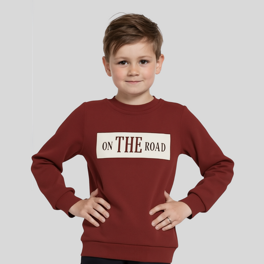 Boys Maroon Printed Tracksuit
