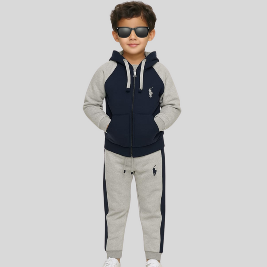 Kids Navy & Grey tracksuit with Hoodie