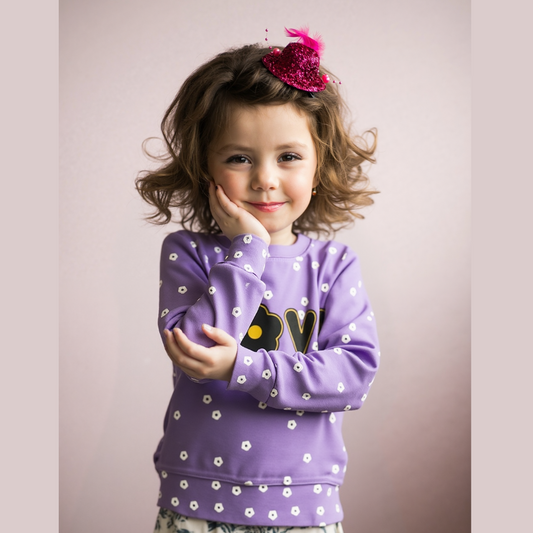 Purple Printed Sweatshirt for Girls