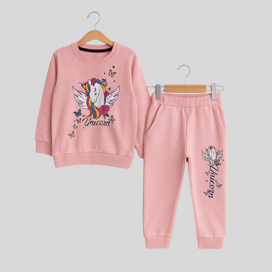 Girls pink rainbow unicorn tracksuit