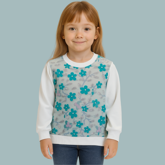 Stylish Flower Print Sweatshirt for Girls
